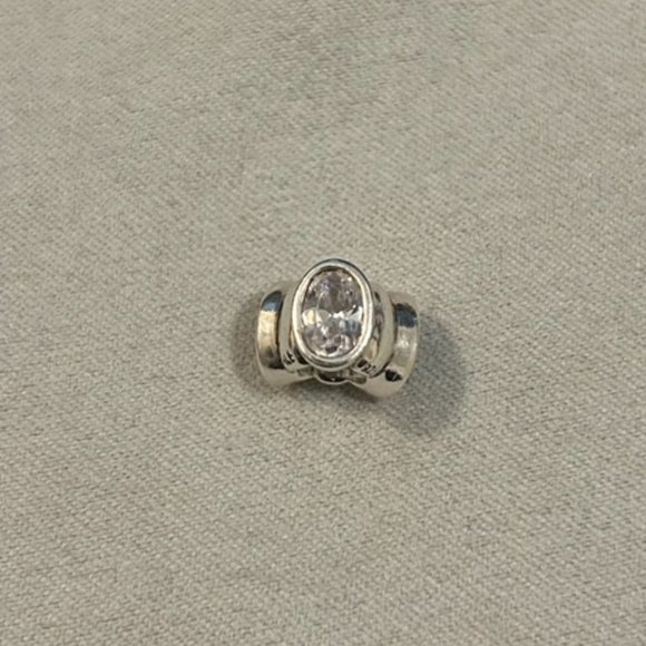 Pandora Charm Silver Cubic Zirconia Cat's Eye -3 Stones - Picture 1 of 3